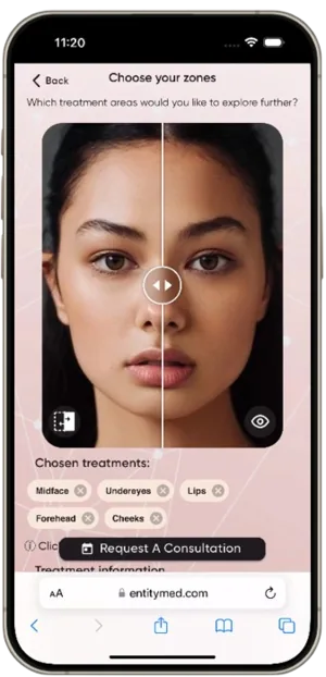 AI face simulator before and after results preview